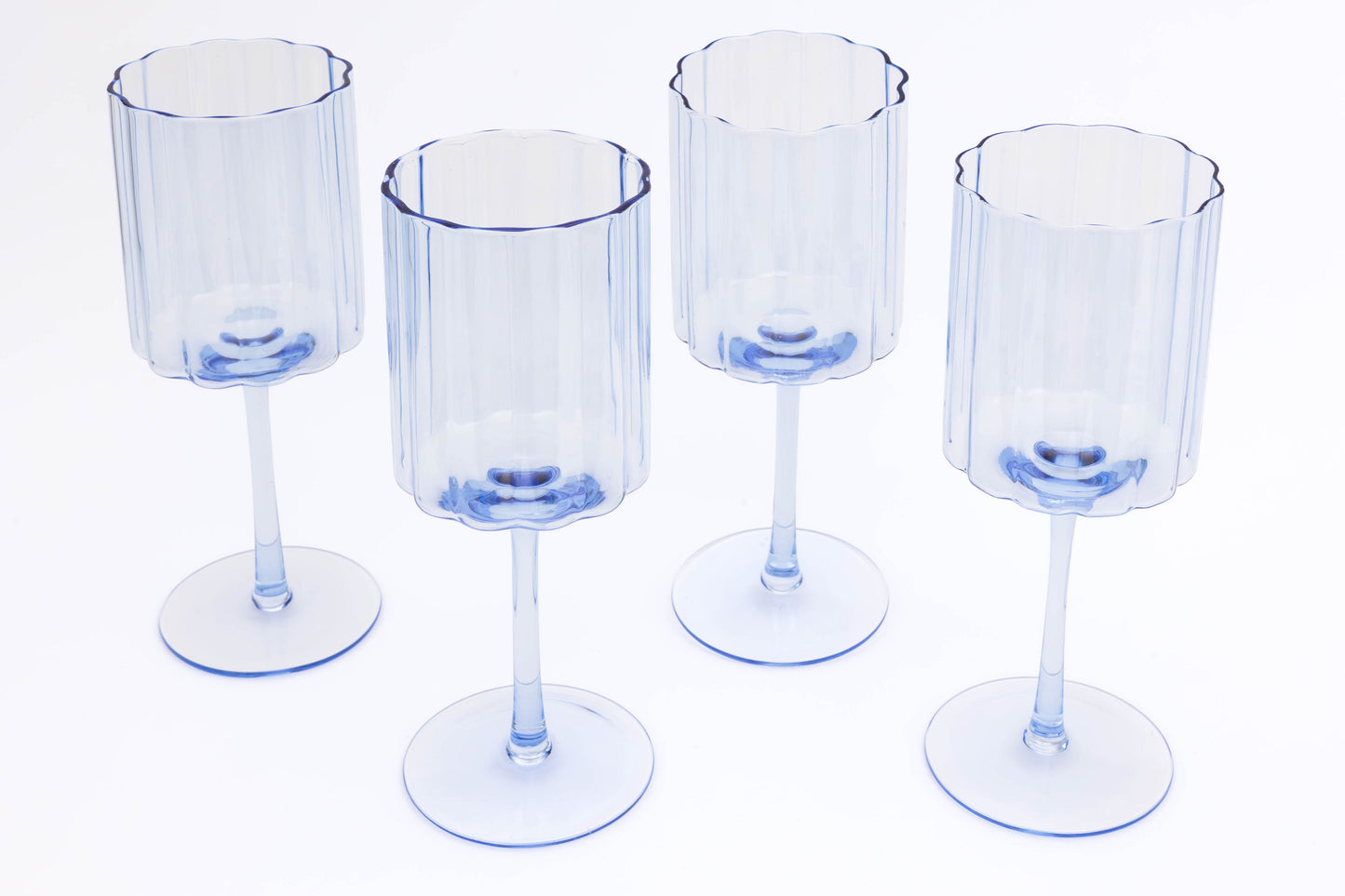 Jeanne Fitz Scalloped Collection Wine Glass - Blue, Set of 4