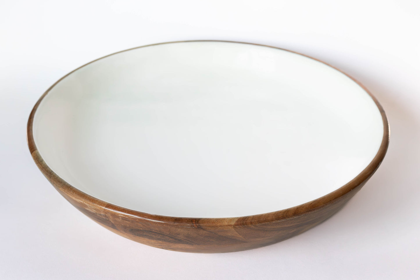 Jeanne Fitz Wood + White Collection Acacia Wood Chip and Dip Serving Bowl, 15"