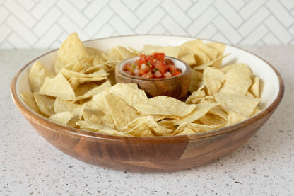 Jeanne Fitz Wood + White Collection Acacia Wood Chip and Dip Serving Bowl, 15"