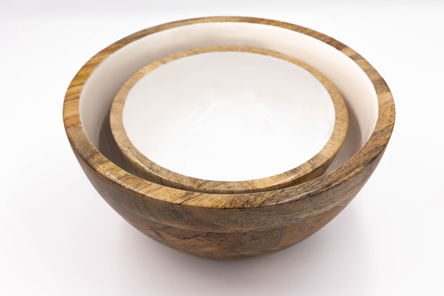 Jeanne Fitz Wood + White Collection Mango Wood Small and Medium Serving Bowls