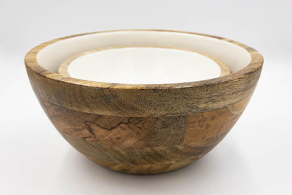 Jeanne Fitz Wood + White Collection Mango Wood Small and Medium Serving Bowls