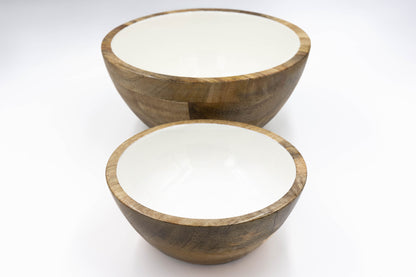 Jeanne Fitz Wood + White Collection Mango Wood Small and Medium Serving Bowls