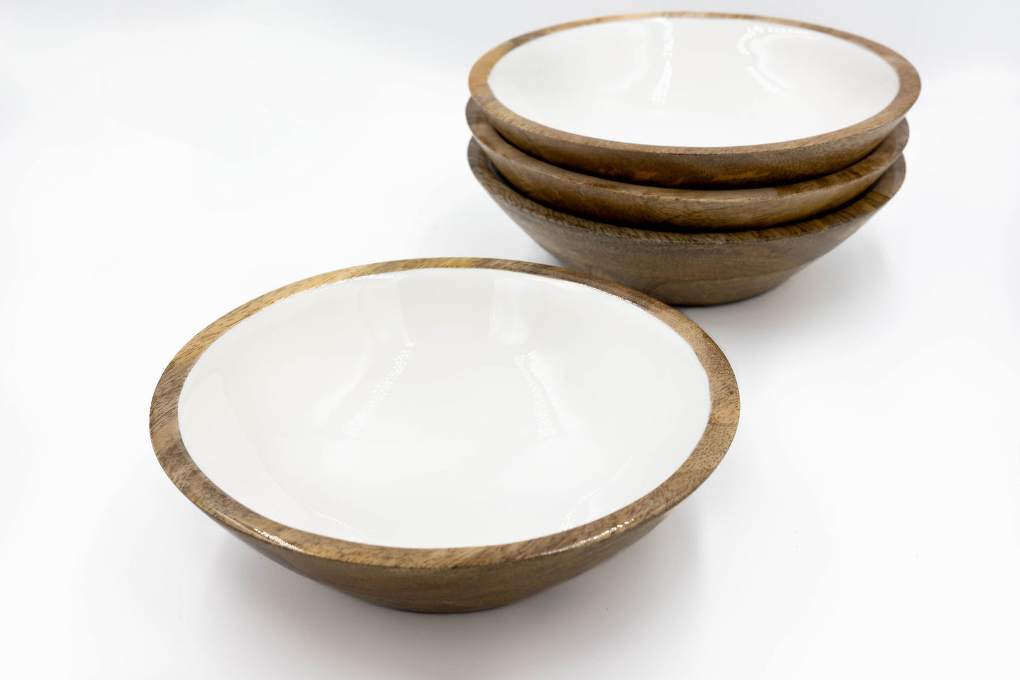 Jeanne Fitz Wood + White Collection, Set of 4 Serving Bowls, 7"