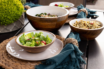 Jeanne Fitz Wood + White Collection Mango Wood Small and Medium Serving Bowls