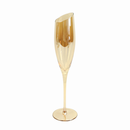 Jeanne Fitz Slant Collection Champagne Glasses - Gold, Set of 2