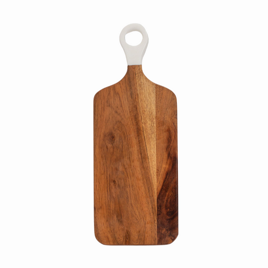 Jeanne Fitz Wood & White Collection Acacia Wood Rectangle Charcuterie Board