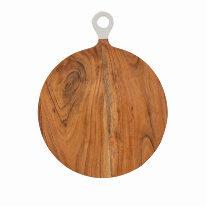 Jeanne Fitz Wood & White Collection Acacia Wood Round Charcuterie Board