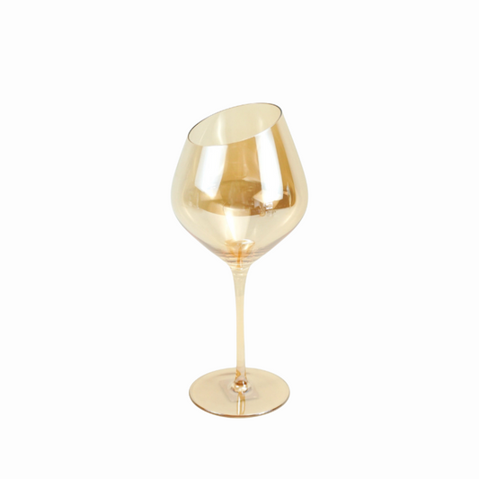 Jeanne Fitz Slant Collection Wine Glass - Gold, Set of 2